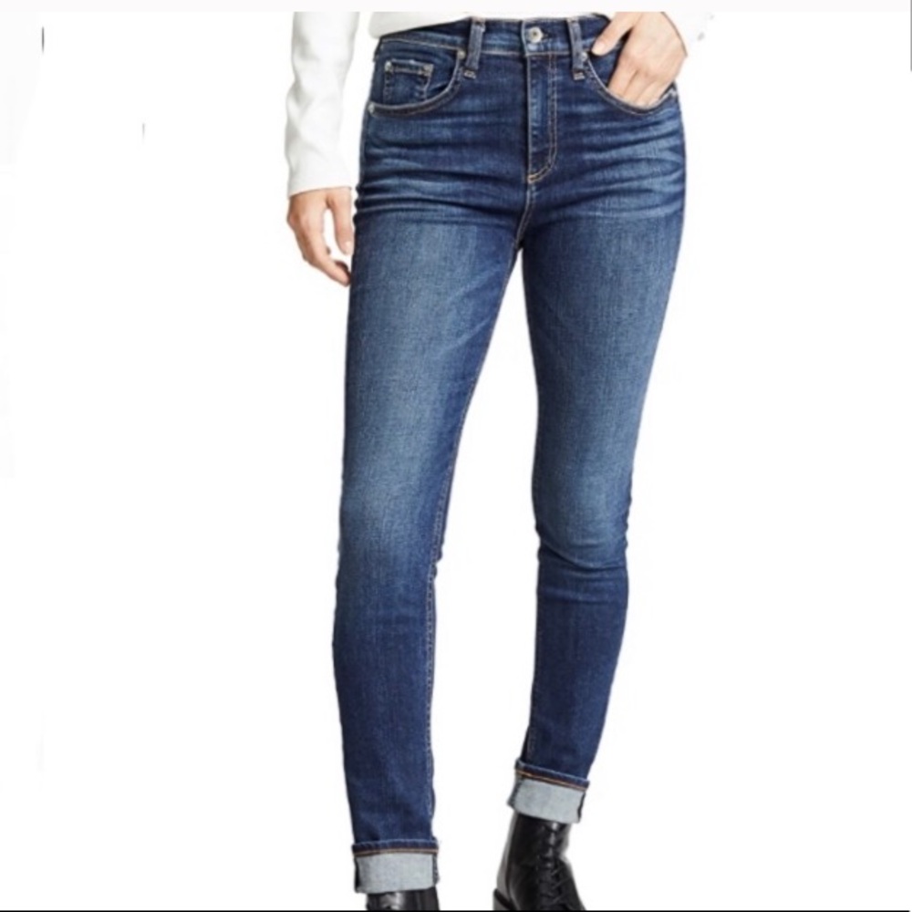 RAG & BONE High Rise Skinny in Elton Dark Wash 26 - Picture 10 of 10